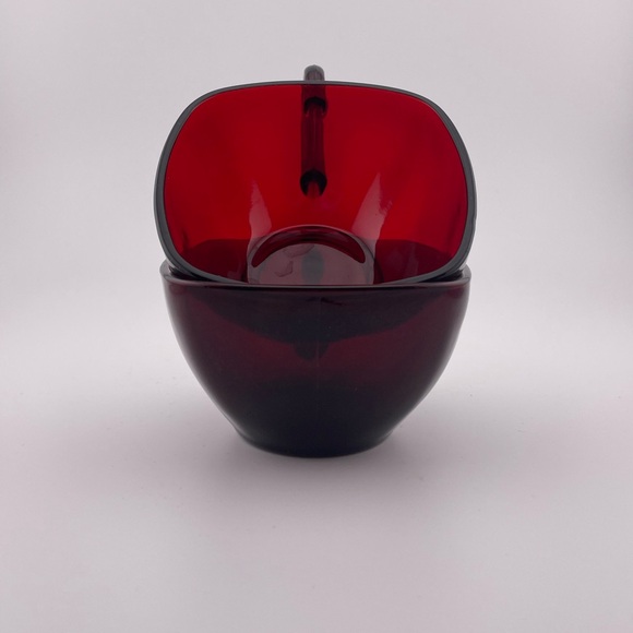 Vintage, Red Square Cups, Charm Ruby Pattern, Set of 2 by Fire King - Picture 4 of 9